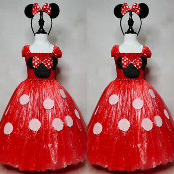 环保时装秀女孩服装di材料包半成品制作子儿童走秀衣服 红色米老鼠裙