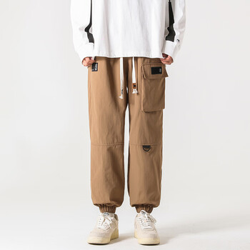 优衣库美式裤子男生冬季加绒加厚休闲长裤束脚裤秋冬款男裤工装裤咖啡