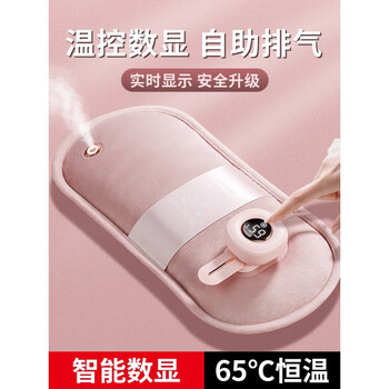 彩虹热水袋充电式暖手袋防爆排气毛绒敷肚子暖手宝女生被升级款拉菲红