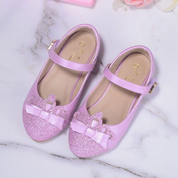 女童鞋子春款爱莎公主鞋新小孩亮片软底单皮鞋浅粉色5551皇冠款31码鞋