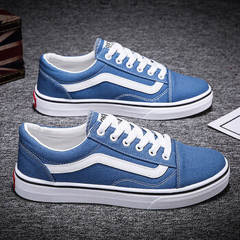 男鞋韩版潮流百搭学生帆布鞋春夏季鞋子男低帮情侣款板鞋情侣款蓝色40