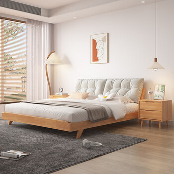 广东佛山家具床 日式实木云朵原木床原橡木双人床1.8米1.