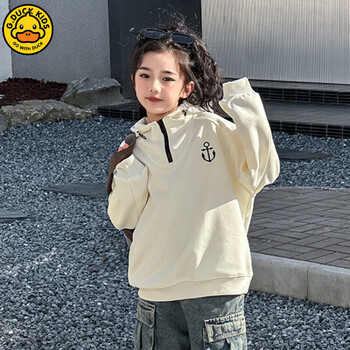 duckkids女童卫衣春秋款儿童衣服10-15岁女孩秋装韩版长袖学生春秋季