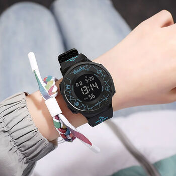 迪士伦电子手表男款女款男童女孩高中初中小学生儿童带闹钟防水运动