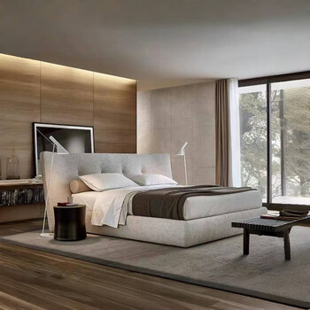 比斯达十大品牌床排名意式轻奢网红床简约现代意大利设计师软包床极简