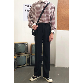 131518岁初中生高中生大学男生春天穿的春秋西装裤男韩风坠感阔腿裤