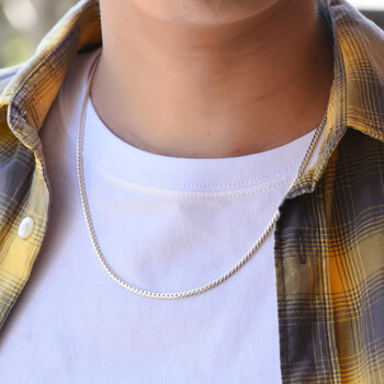 泰925银项链男士潮款韩版时尚饰品 八面蛇骨链礼物银链子超薄 55cm长