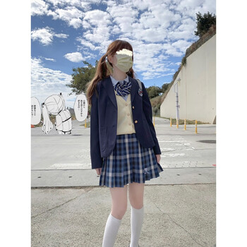 梗豆物语三丽鸥联名款凯蒂猫jk制服百褶格子裙冰蓝凯蒂猫tr短裙l