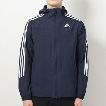 阿迪达斯adidas防风衣男装秋季新款运动服梭织蓝色宽松夹克外套hc9956