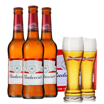 budweiser)國產百威經典醇正黃啤啤酒 275ml*10瓶 配2個杯【圖片 價格