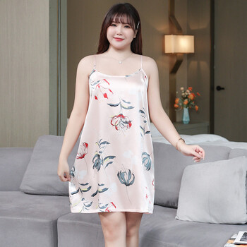 睡衣女夏季性感冰丝加肥特大码吊带睡裙吊1108肩可调节xxl码170200斤