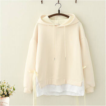 路林狼森女21秋冬装学生甜美系带连帽加绒保暖卫衣少女软萌妹不倒绒