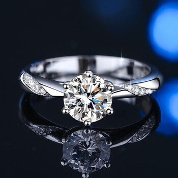 drodd色莫桑石钻戒皇冠女款足银925镀白金结婚订婚戒指送女友闭口3