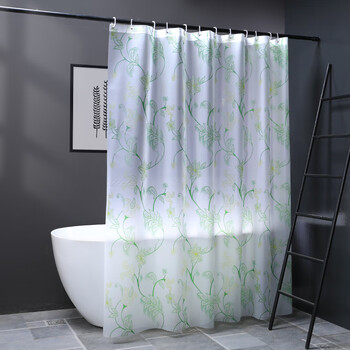 逐舟浴室浴帘套装免打孔防水布帘加厚卫生间隔断帘子挂帘日本浴罩防霉