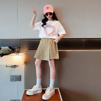 outrapay中大童女装夏装2023新款洋气童装女912岁女孩衣服短袖短裙两
