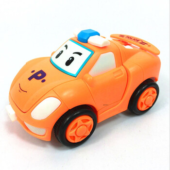 车宝四兄弟玩具汽车新款宝宝卡通q版撞击变形惯性回力小轿车套装 桔色