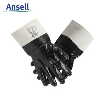 安思尔(Ansell) 48-500 重型丁腈全浸胶涂层防油耐热耐酸碱耐磨手套 耐磨手套1打（12双） 黑 9 2 