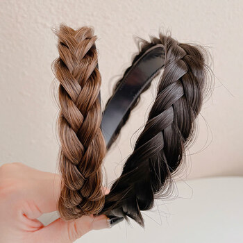 2022新款鱼骨辫子发箍女编发发夹一体麻花辫假发发卡高颅顶发捆头箍