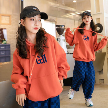 雅晴雨女童卫衣春秋款新款1018岁儿童春装连帽上衣中大童时尚休闲女装