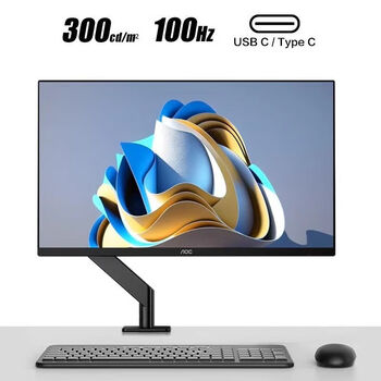 aoc显示器24英寸ips办公显示器100hz游戏typec外接台式电脑竖屏支架臂