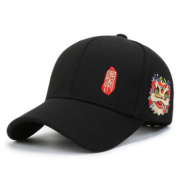 迦图鲮醒狮帽子潮牌高顶鸭舌帽醒狮刺绣国潮男士大头围春秋棒球帽冬