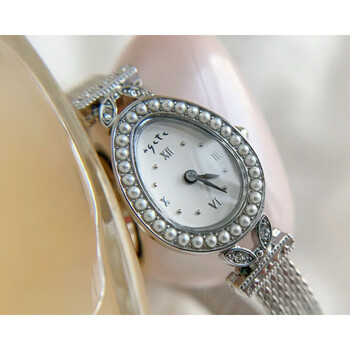 蓝铂丽阿卡朵定制手表agete手表圣诞限定款女士珍珠表复古椭圆生日