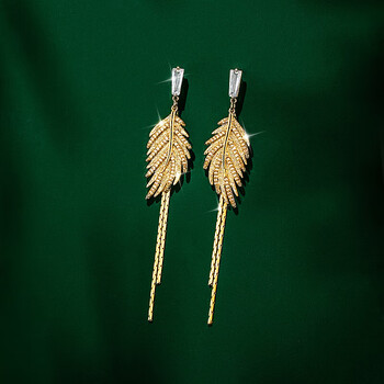 巧俪雅麦穗耳环气质长款耳钉耳饰耳坠流苏耳环女秋冬2022年新款潮金色