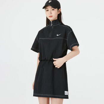 nike耐克连衣裙女裙2022春季新款休闲连体立领收腰运动裙子dm6198dm