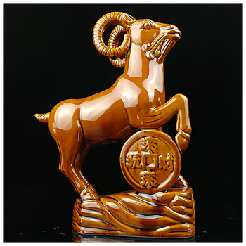 三羊开泰陶瓷羊摆件三阳生肖补角客厅办公室工艺饰品 特大棕色高60长