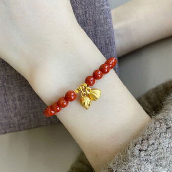 黄金两世欢南红珠手链【证书 顺丰 玫瑰花礼盒】