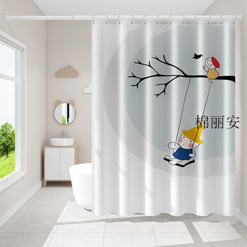 卫生间窗帘防水卫生间窗户拉帘窗帘挂环北欧浴室防水浴帘布卫生间加厚