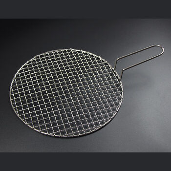三角岛 韩式烧烤网不锈钢带把手圆形烧烤架烤肉篦子烤肉网烤炉架