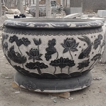 石雕鱼缸石头花盆养鱼荷花缸门海石缸庭院鱼池仿古青石石材大水缸