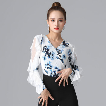 丹宝罗吉特巴上衣成年舞衣v领国标舞服拉丁服女广场舞舞蹈服装摩登舞