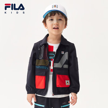 fila斐乐童装儿童上衣2022夏季款男童小童轻薄透气工装外套130