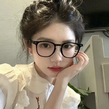暴龙防蓝光眼镜女款圆脸显瘦黑框素颜神器可配度数眼睛框超轻tr90镜架