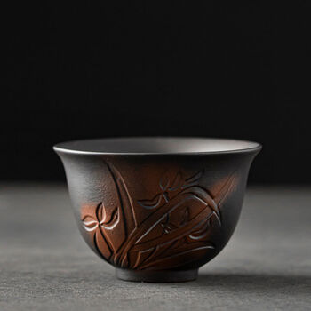 云南建水紫陶单杯手工浮雕功夫陶瓷茶杯茶具主人杯品茗杯家用水杯节日