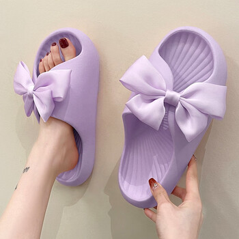 丝蒙妮仙女凉拖鞋女夏季外穿蝴蝶结可爱居家室内防滑静音拖鞋外穿紫色