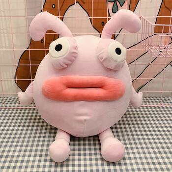 女生抱枕娃娃香肠嘴玩偶靠枕恶搞怪礼品 粉红色香肠嘴兔子(带暖手)