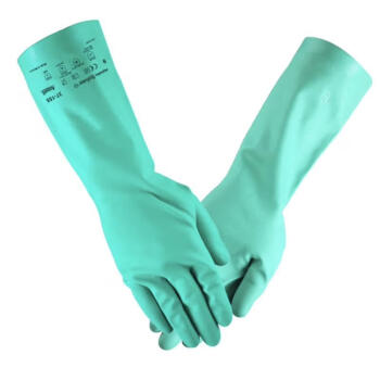 安思尔(Ansell) 37-165丁腈手套 橡胶手套加厚款防腐蚀耐油耐酸碱防化手套 手套一双  绿色 10 2 