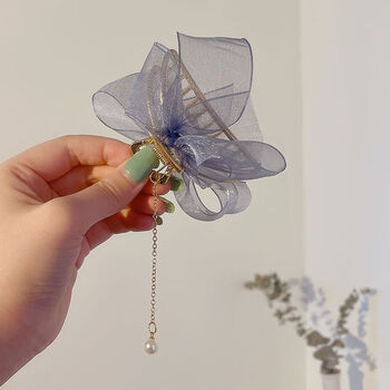 朋宁蝴蝶结珍珠流苏抓夹女日系网红后脑勺发夹发卡夏天夹子头饰鲨鱼夹