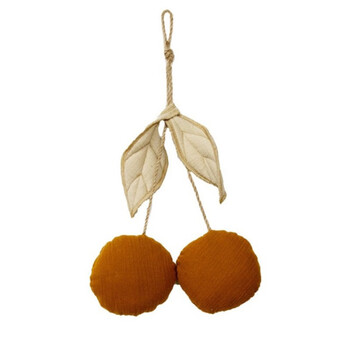 京辉黄韩国风小樱桃挂饰 儿童房墙面装饰品布艺墙上挂件 焦糖色