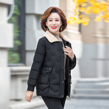妈妈冬装棉服短款加绒加厚外套中年女装棉袄上衣50岁中老年棉衣女