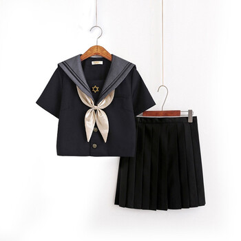 枝芸【制服官方】 六芒星  日系水手服制服女正统关西襟灰色套装中间