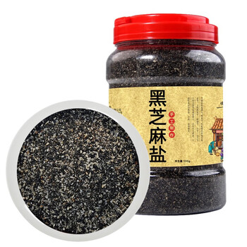 熟咸味炒熟白芝麻盐 拌面拌饭烧烤调味料 河南特产 黑芝麻盐500g/瓶