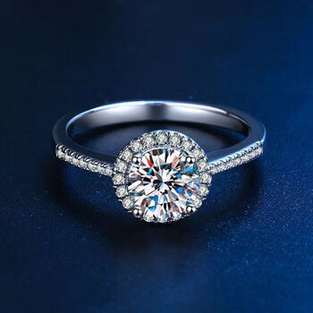 drodd色莫桑石钻戒女1克拉情侣豪华婚戒圆包豪镶求婚结婚戒指圆包戒指