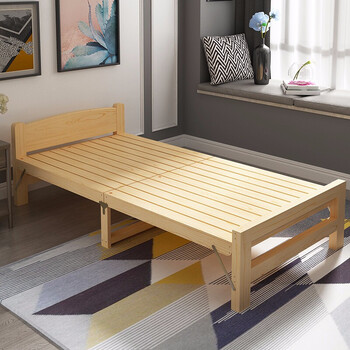 5双人午休家用木板式床 60*196cm 实木折叠床(实心床头款)【图片 价格