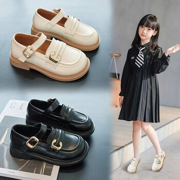 晴鹿(qinglu)女童皮鞋2023年春季新款儿童单鞋大头皮鞋女孩公主鞋复古