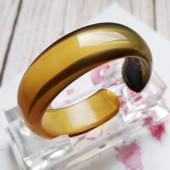 宾昔羊角手镯宽镯子稀有黑花羊角镯天然保真纯民族风开口手环25号内径