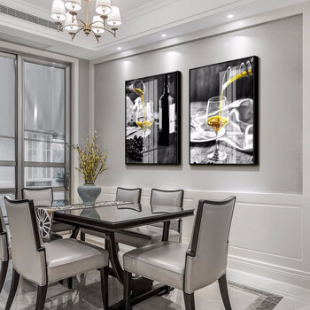 君偕北欧餐厅装饰画轻奢大气烤瓷画晶瓷画酒柜墙上现代简约饭厅现代